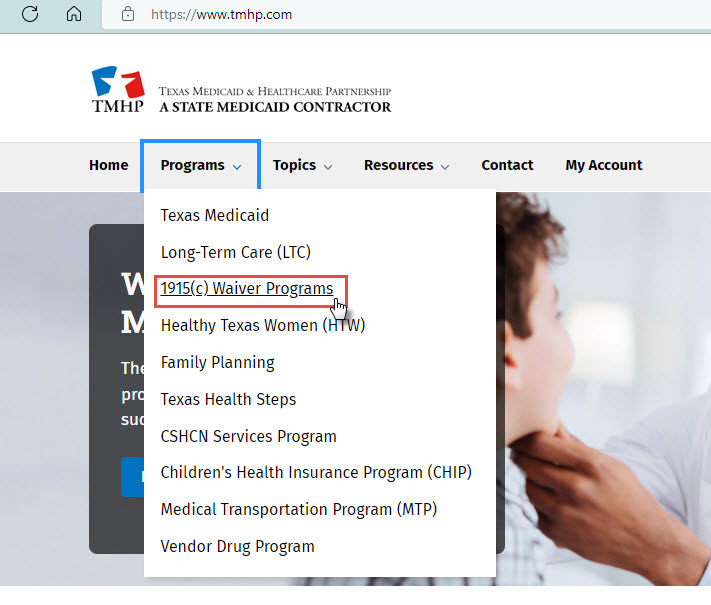 1915c Waiver Programs Web Page Screenshot